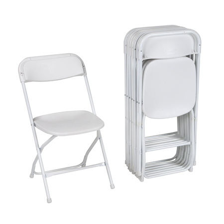 Zown Folding Chair, Stacking, Resin, White, Banquet, PK8 60540WHT8E